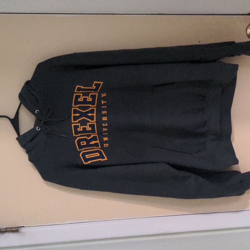 Drexel University champion brand hoodie, charcoal, great condition, sz Large.